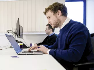 Man working on his laptop