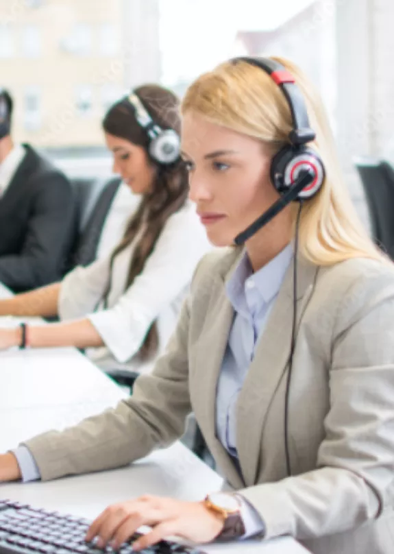 Woman-at desk-in office-call centre